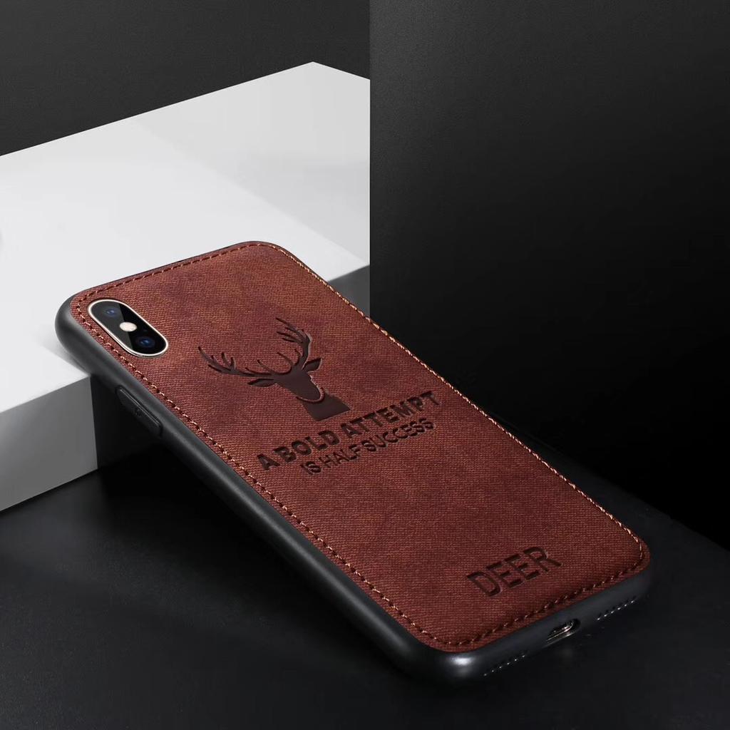 For iPhone11 12 13proMax miniTPU Soft Shell Apple XR XS X 6 6S iPhone 7 8plus Phone Case Cloth Texture 3D Embossed Deer Case