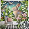 "Whimsical Rabbit In Flower Meadow" Pattern Wall Hanging Tapestry Decorative Tapestry Home Decor for Bedroom and Living Room