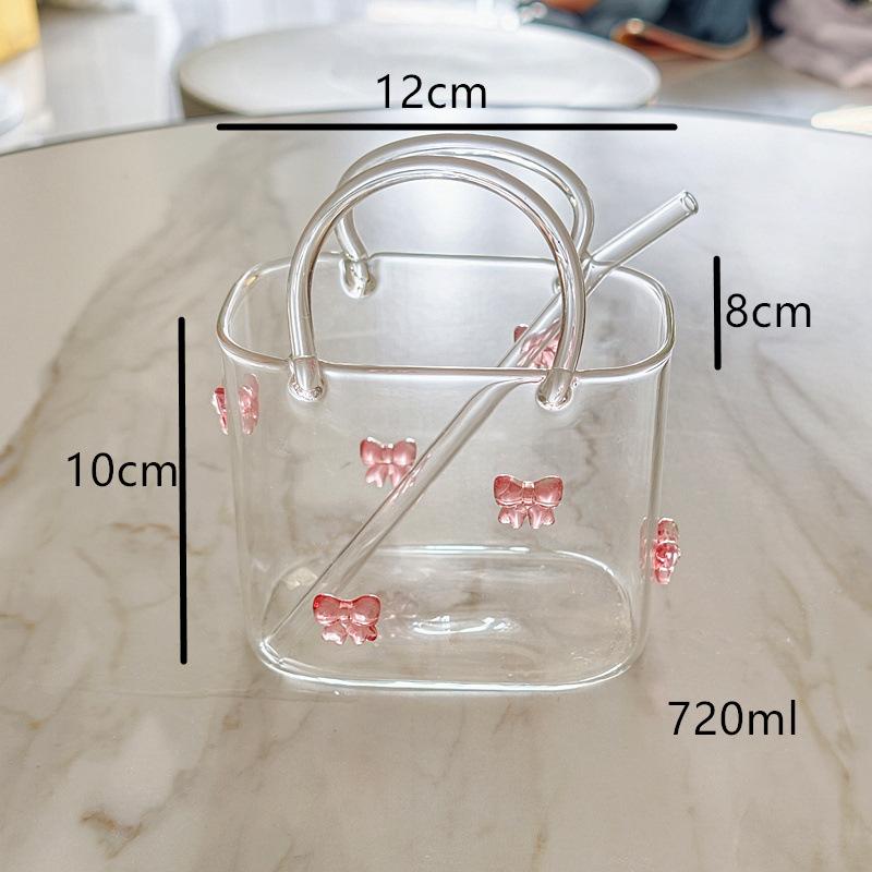 Glass Cup Portable Handbag Shape Creative Cocktail Glasses with Funny Fruit Design for Outdoor Events and Parties