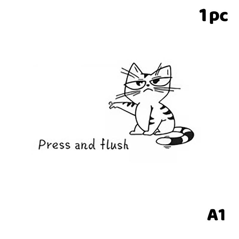 

1/3Pcs Cartoon Cat Toilet Sticker - Press And Flush Bathroom Decor, Self-Adhesive Pvc Wall Decal For Toilets And Bathtubs A1