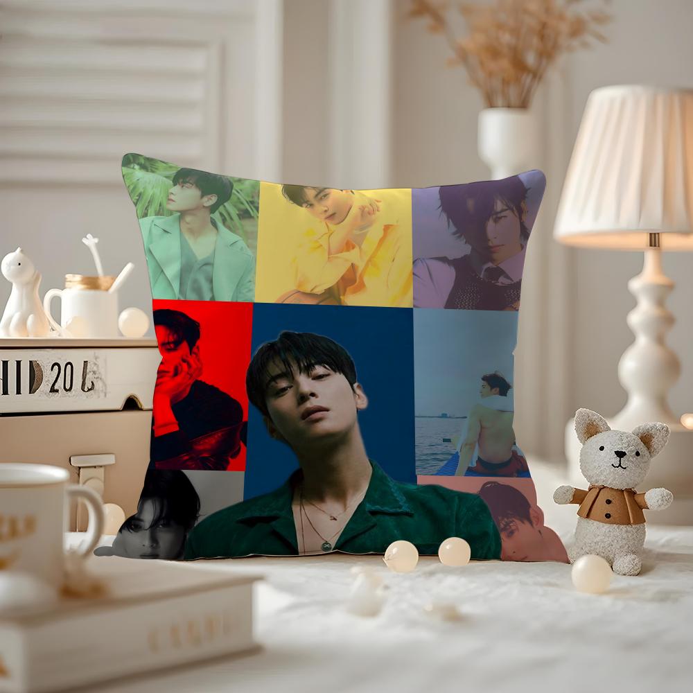 Cha E-E-Eunwoo Actor Cushion Cover Pattern Printed Pillowcase For Living Room Sofa Cushion Cover & Bedroom Decor