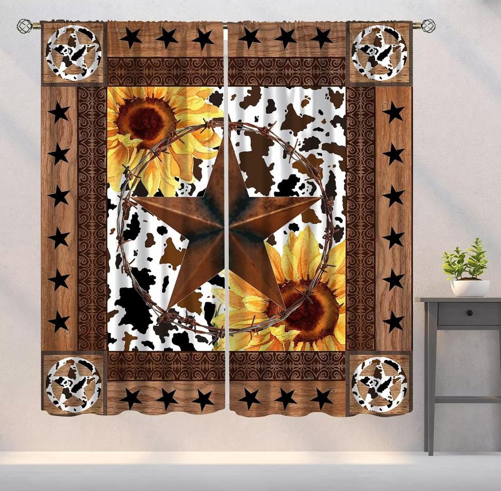 Leopard Print Curtains Brown Cheetah Wildlife Art Printed Window Drapes Bedroom Kitchen Decor Fabric Set Panel Curtain Blackout For Made Of Polyester