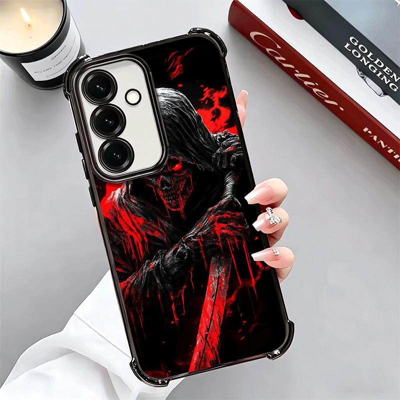 Death Grim Reaper Skull Scythe Plating Phone Case For Samsung A17 A07 A37 A57 A16 A56 A15 A55 A14 A54 A13 A53 A26 A36 A25 A35 A2