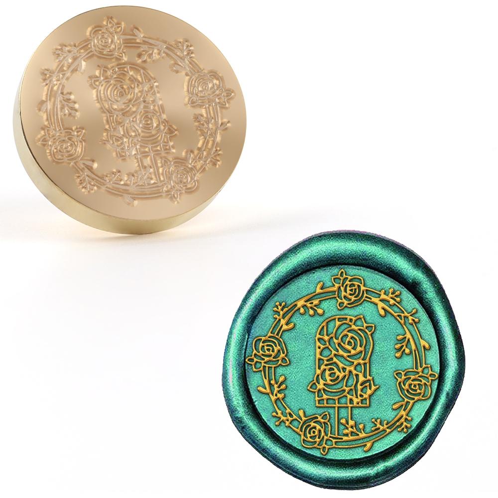 Wax Stamp 25mm Creative Removable Brass Stamp Head With Floral White Cloud Pattern For Envelopes, Invitations, Gift Cards