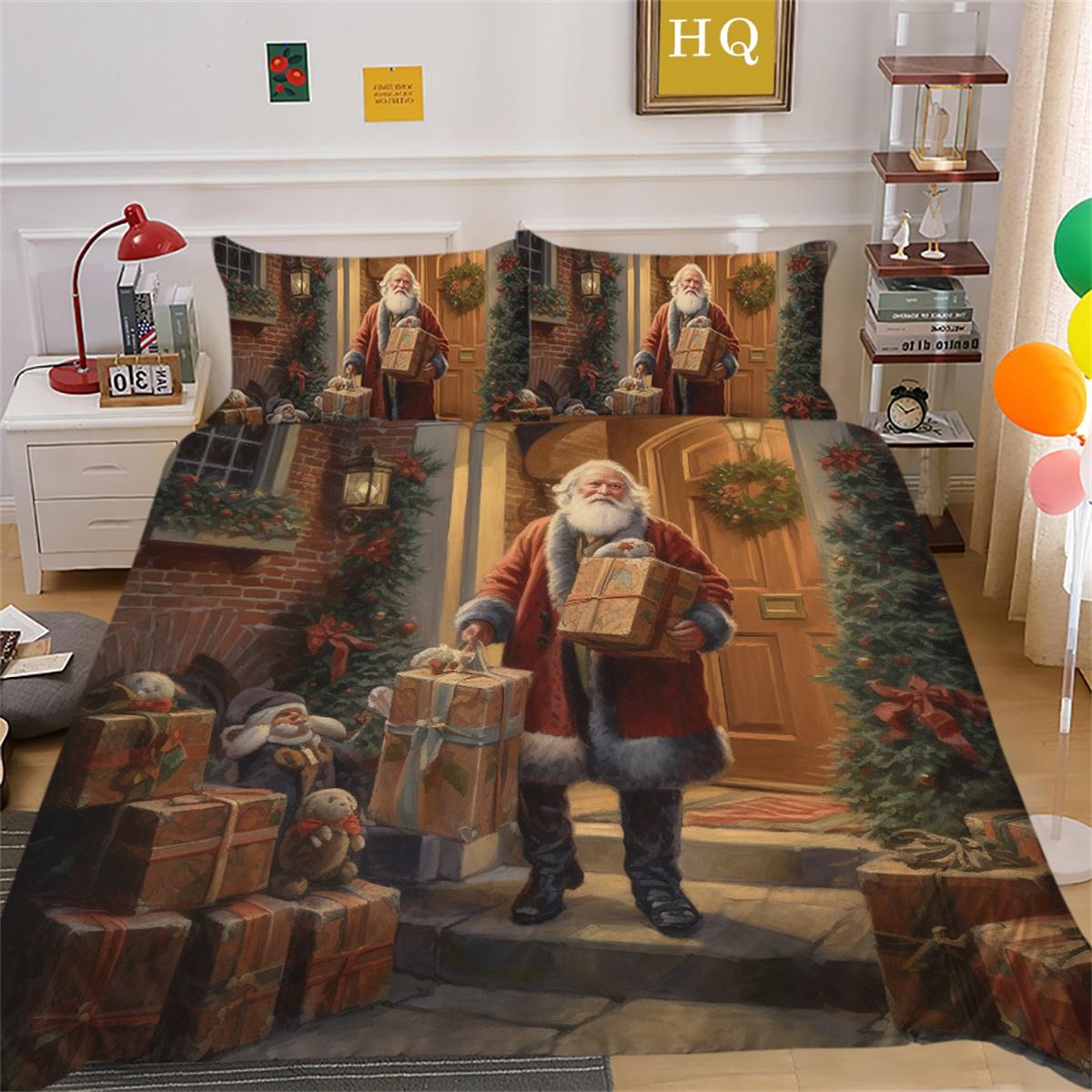 

3D Рождественский комплект одеял, рождественский подарок, постельное белье, 2/3 шт., EU220 * 240, украшение для рождественской атмосферы, мягкое и легко чистящееся украшение для спальни Baby 100x135cm