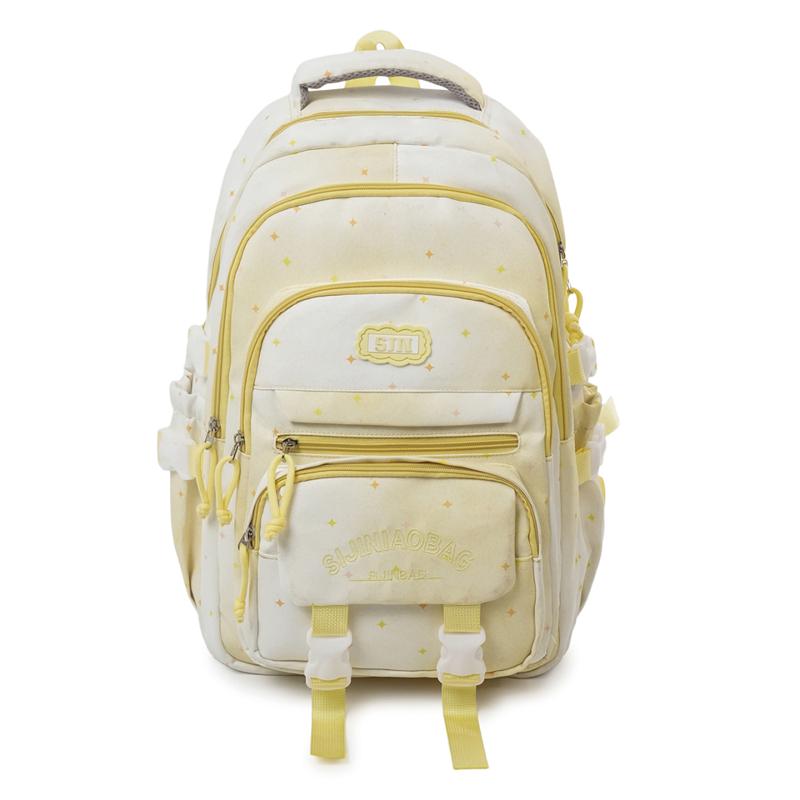 Color Block Women's Backpack Student Schoolbag Large Capacity Star Print Backpack