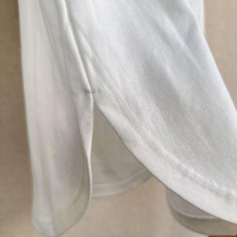 Orders Exported to Japan Spring New Women round Neck Cotton Long sleeves Shirt High Weight Cotton Mid-Length Top Loose Version