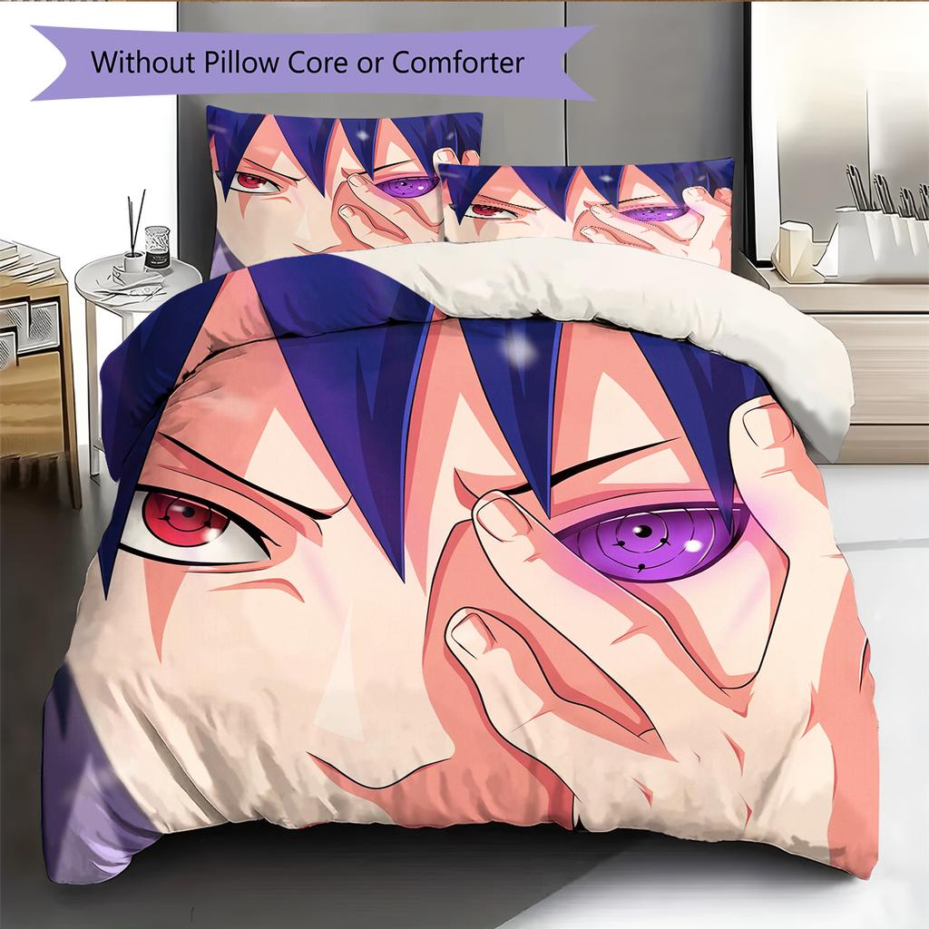 Sasuke Uchiha Pattern Bedding Home Decoration Birthday Gift (1 * duvet cover + 2 * pillowcase, without core)