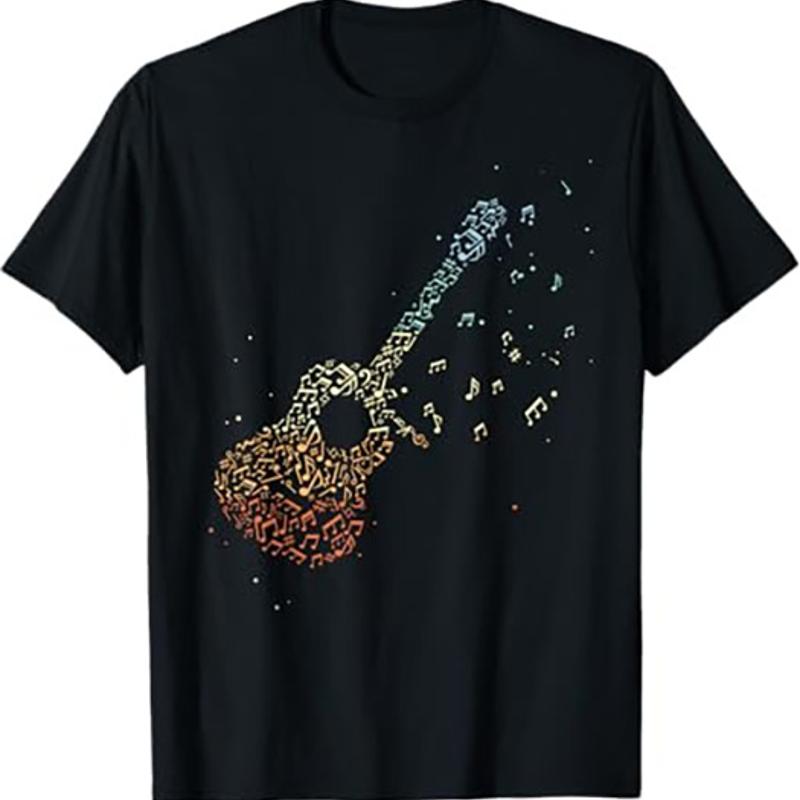 Guitar Made of Music Notes T Shirt Music Note Guitar Silhouette S разноцветный