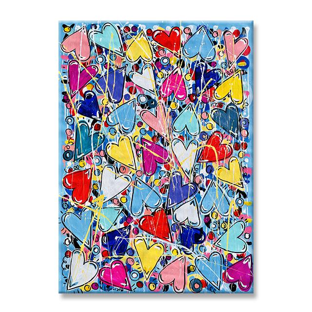 

Современная гостиная, спальня, украшение, картина, абстрактные красочные любовные сердечки, холст, постеры, принты, настенные художественные картинки с любовью, Cuadros 21x30 No Frame