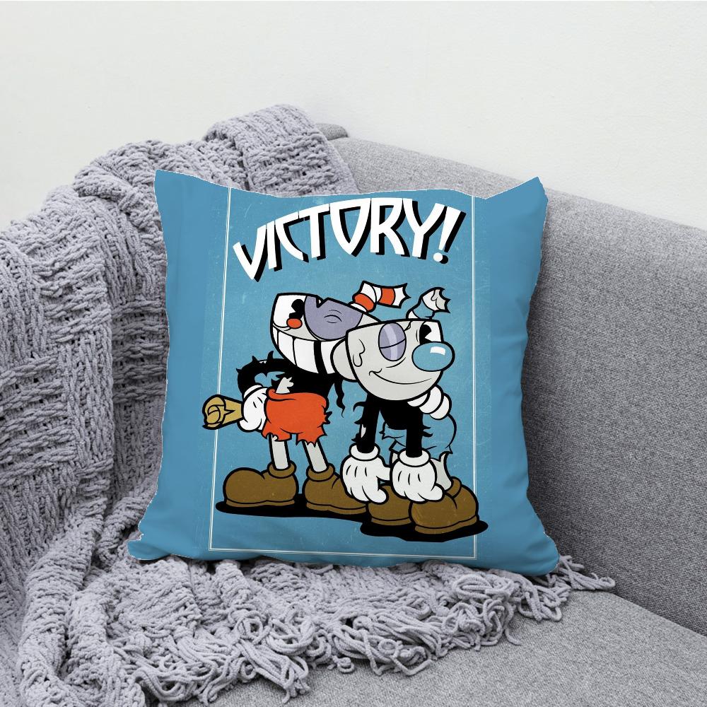 משחק שיתופי לשני שחקנים C-Cuphead ציפית לכרית מקרה כרית רך לקישוט ספה בסגנון חוות קישוטים לבית ומגן ציפית לכרית