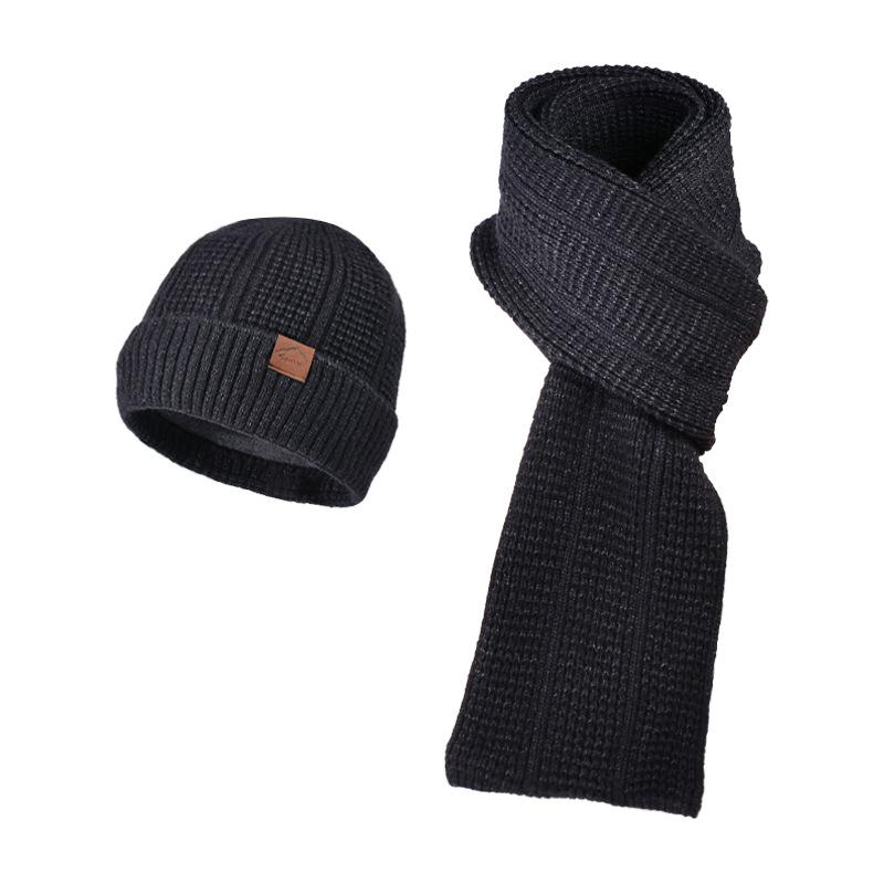 Winter hat, scarf, two-piece set, men's outdoor cold-proof and warm wool hat, big head circumference, ear protector, muff, knitted hat.