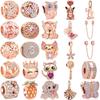 New Copper Rose Gold Plated Owl Pineapple King Pendant Trinket Bead Compatible With Authentic Charm Bead Charms Bracelets Jewerly Accessories