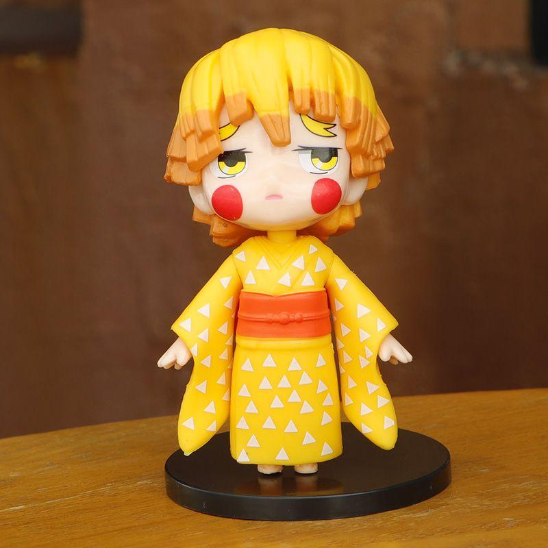 Demon Slayer Q Version Anime Figures Set 5pcs Tanjiro Nezuko Zenitsu Inosuke Shinobu Kimono Yukata PVC Toys Gift