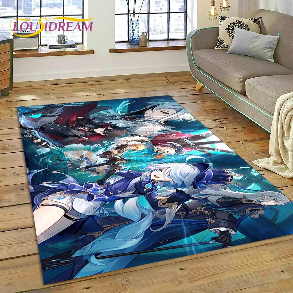 3D Latest Genshin Impact Cartoon Game Rug Carpet for Living Room Bedroom Home Decor,Floor Mat Non-slip Decoration for Sofa Gift