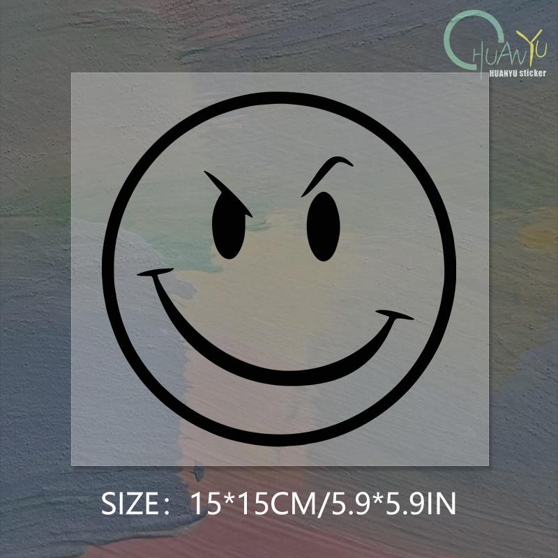 Die-Cut Vinyl Decal For Evil Smiley Face Car Sticker Waterproof Auto Decors on Car Body Bumper Rear Window Laptop