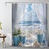 EOBTAIN Black and White Nautical Shower Curtain for Bathroom Summer Starfish and Seaweed Abstract Underwater Fabric Shower Curtain with 10 Hooks