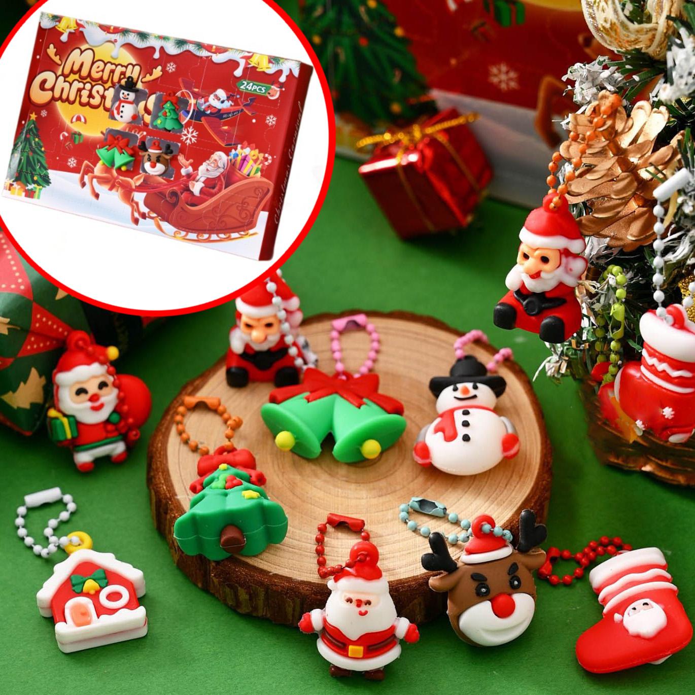 

24-Piece Christmas 3D Countdown Plush Toy Sculpting Fun Calendar Toy Set (24 Toys) One Size зелёный