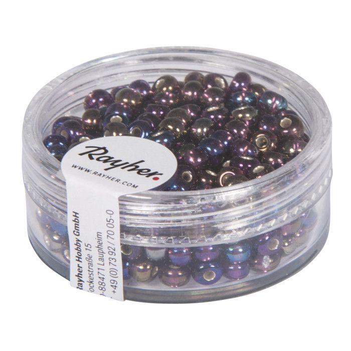 Rocailles a.Garnit.Argent+Rainbow, ø 4mm, purple velvet, boîte 17 g