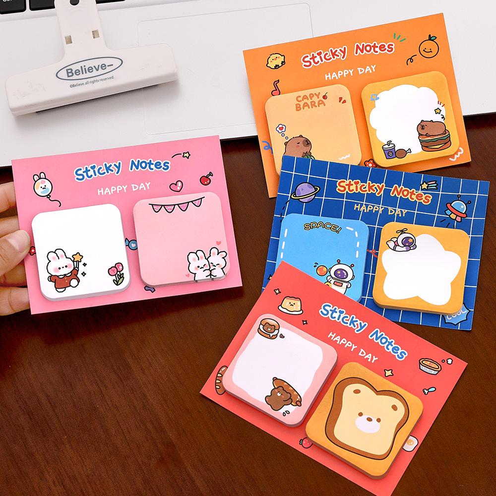 Creative Cute Capybara Sticky Notes - Tearable & Reusable for Students, High-Value Cartoon Stationery