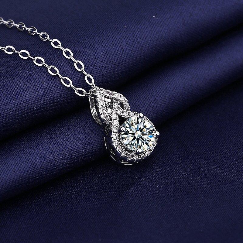 925 Silver Necklace For Women Round Pendent Sparkling Pave CZ Necklace Fashion Anniversary Birthday Jewelry Gifts N755