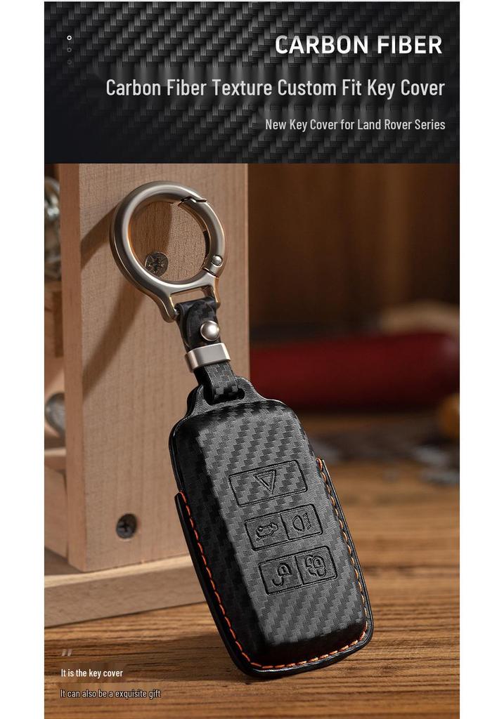 Land Rover Range Rover Key Case for Sport, Velar, Evoque, Discovery 4/5 & Discovery Sport - Carbon Fiber Shell Keychain.