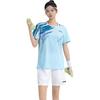 Li Ning Badminton Serie Graffiti-Print V-Ausschnitt Bequemes Atmungsaktives Lässiges Kurzarm-T-Shirt Unisex Oberteile Eisblau AAYV025-5