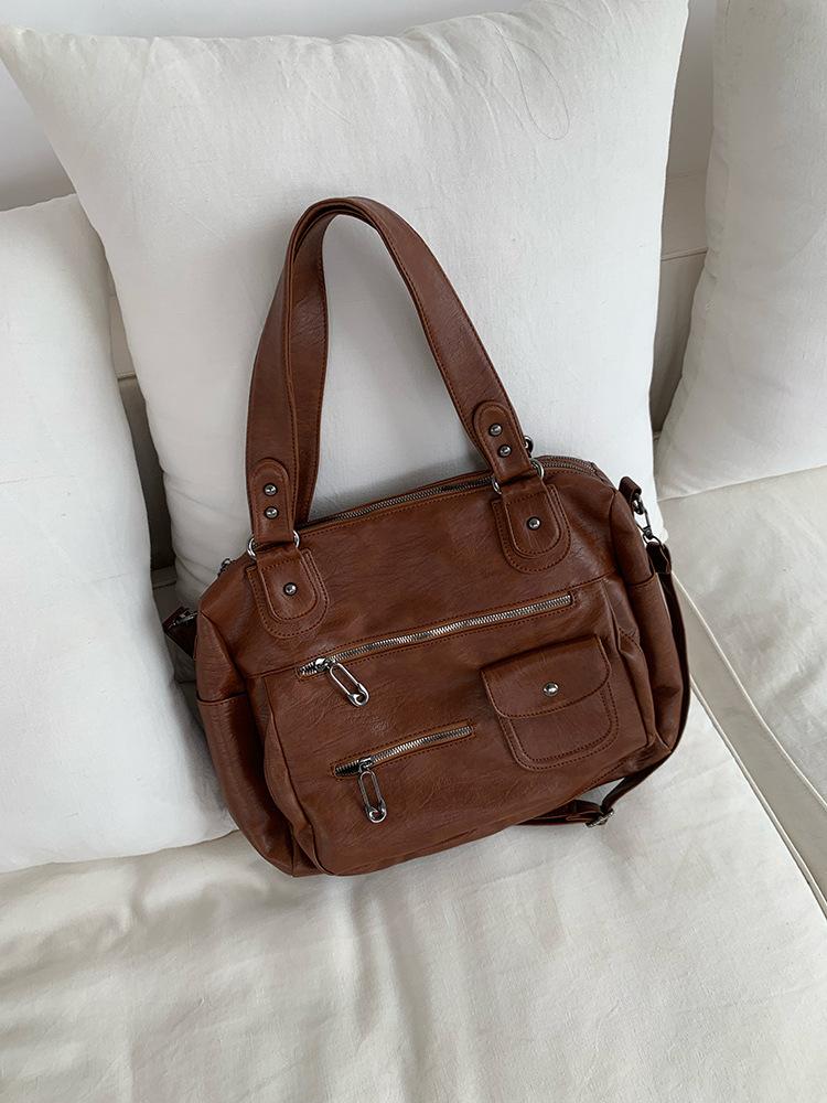 

Large capacity bag 2025 new shoulder messenger business travel luggage women s leisure retro versatile portable travel bag коричневый