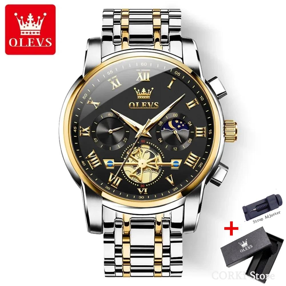 OLEVS 2859 Klassische Römische Skala Wasserdichte Armbanduhren Herren Luxus Original Quarz Uhr für Herren Leuchtendes Chronograph Relojes