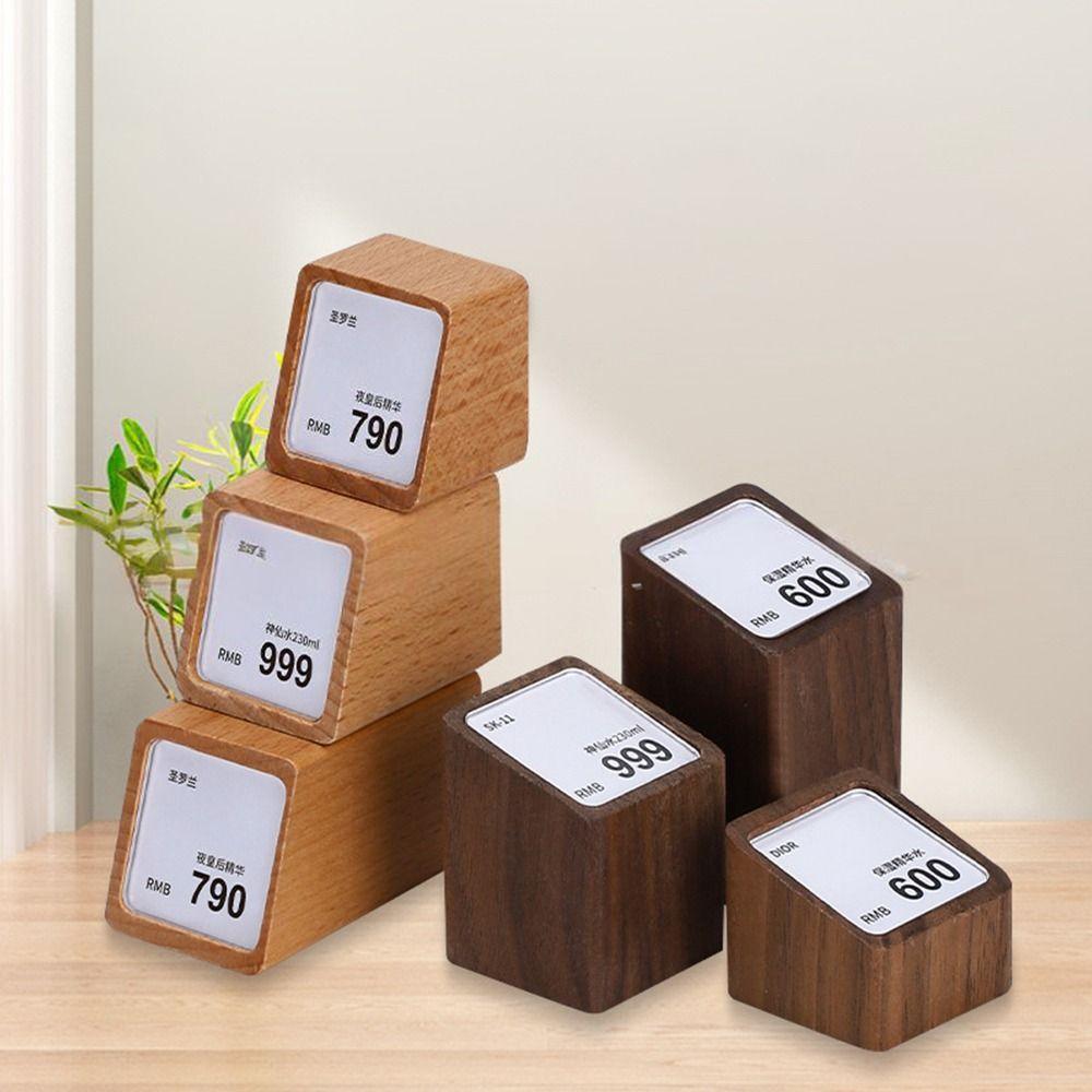 Wood Base Price Tag Holder Acrylic Window Acrylic Label Stand Display Stand  Jewelry Display