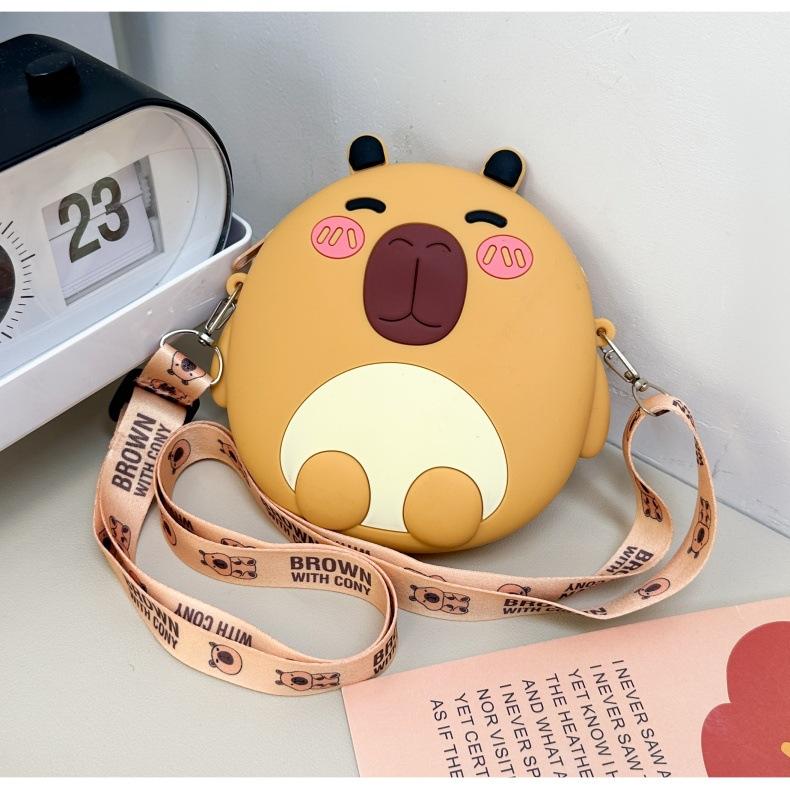 Cartoon creative children's change bag silicone bag cute capybara doll messenger bag storage bag