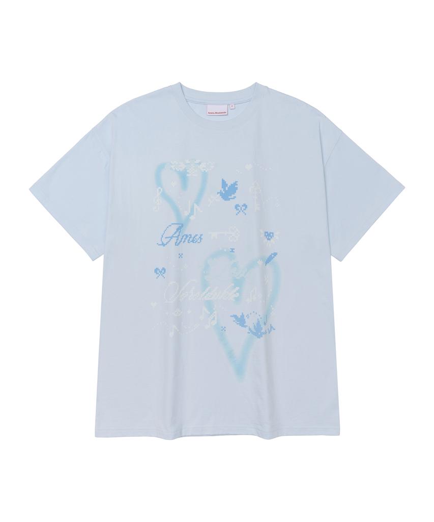 AMES-WORLDWIDE Heart Pixel Art Tee Blue