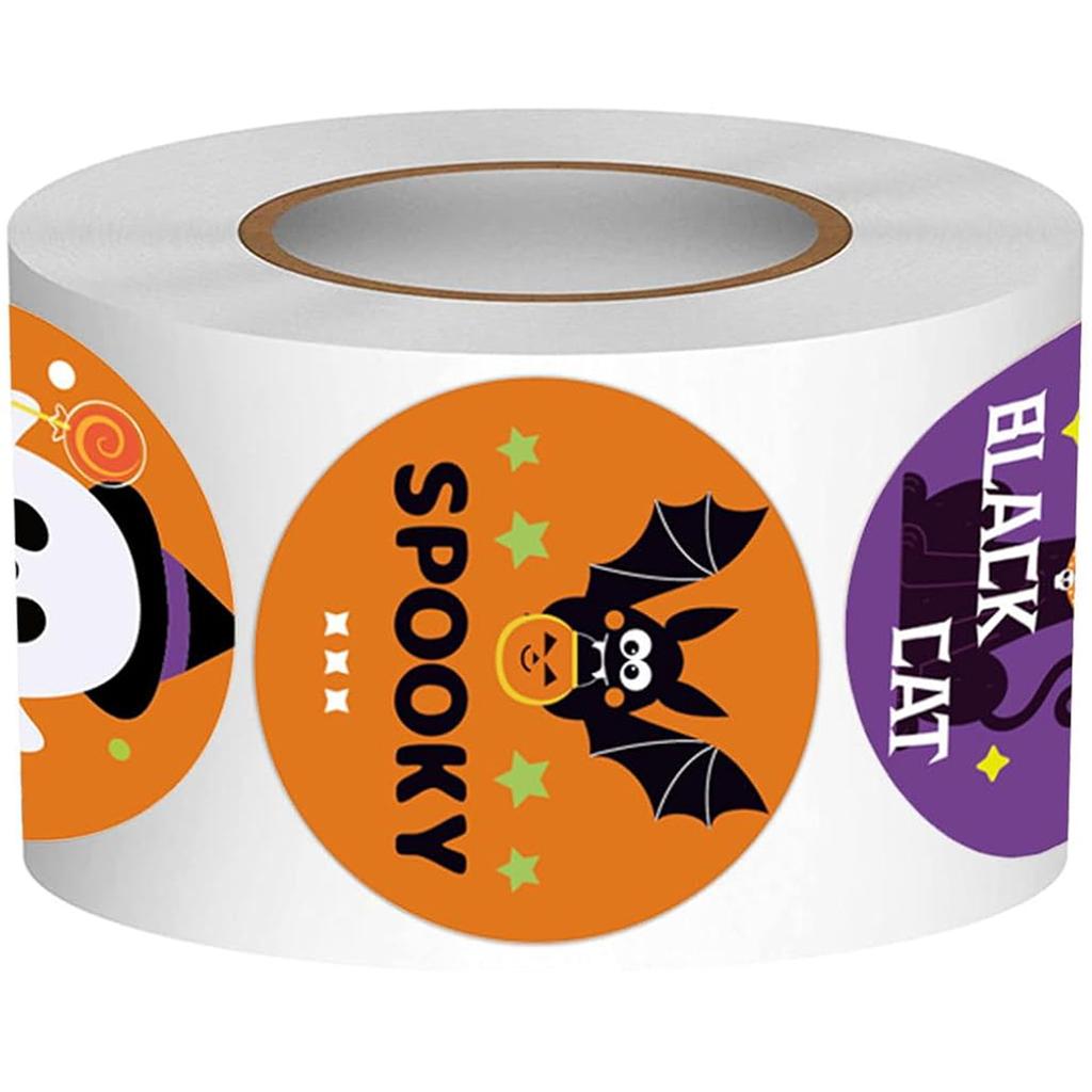 500Pcs/Roll Halloween Candy Bag Sticker Decorative Closures Seal Label Envelope Paster With Strong Adhesive Backing