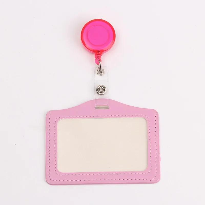 Women Man Bank Credit ID Card Holders Bus Identity Badge Protector Cover Bus Card Covers with Retractable Reel Office Supply