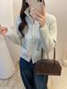 Women's Retro Japanese-Style Zipper Knit Cardigan with Ribbon - Winter Casual Versatile Half-High Collar