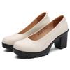 Fashion Women Shoes 2025 Spring Pumps Gold  Heels Work Dress Professional Soft Bottom Sandals Ladies Lace-Up Office Boat Beige