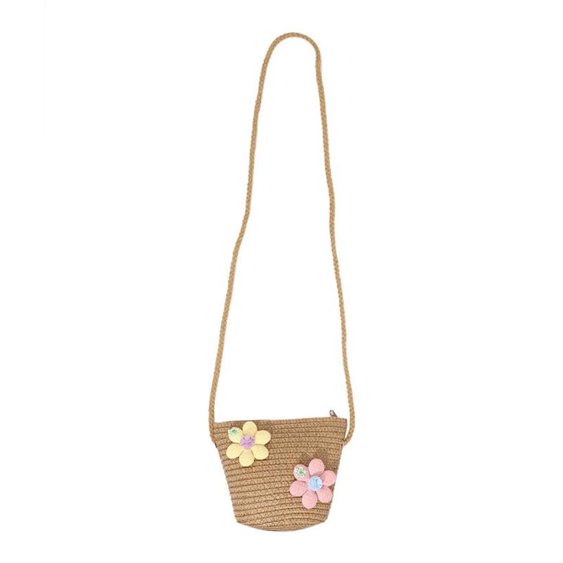 Cute Girls Kids Mini Straw Beach Shoulder Bag Lightweight Summer Crossboy Purse Small Wallet Handbag