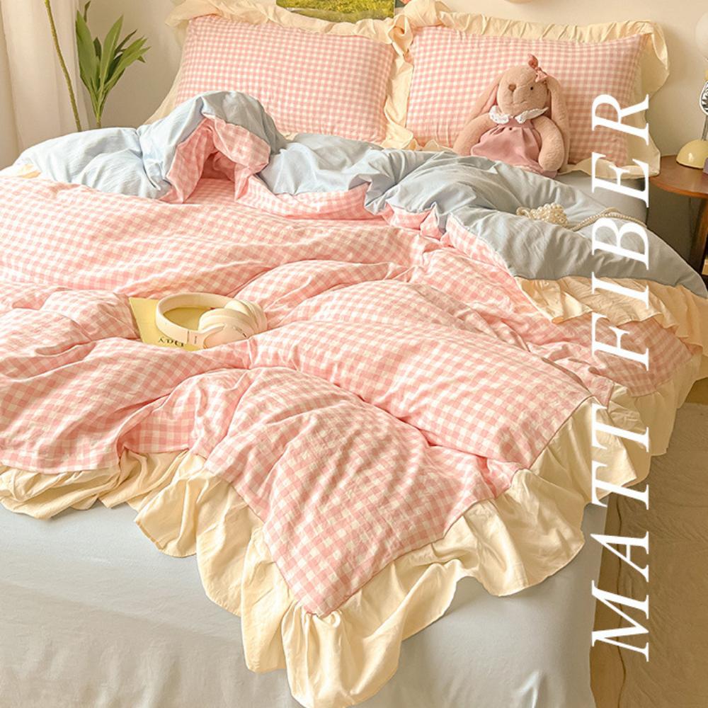 Bed Four-piece Set Washed Cotton Quilt Cover Bed Sheet Dormitory Three-piece Set