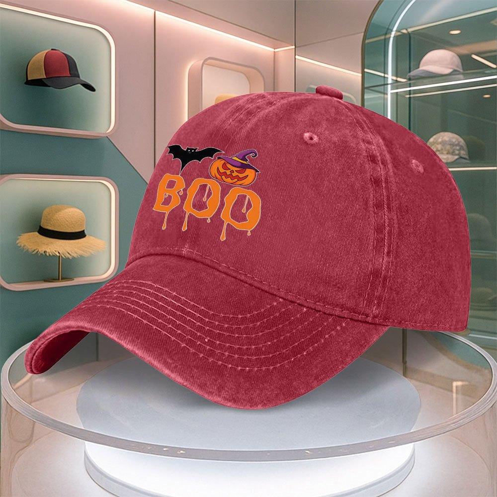 Halloween Bat Pumpkin Letter Print Baseball Cap For Men Women Curved Brim Dad Hat Adjustable Duck Tongue Hat