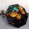 Stunning Butterfly Stained Cute Window Art Umbrella, Cute Umbrella with Cute Design, Portable 3-Fold Compact Umbrella for Men & Women, Valentine's Day