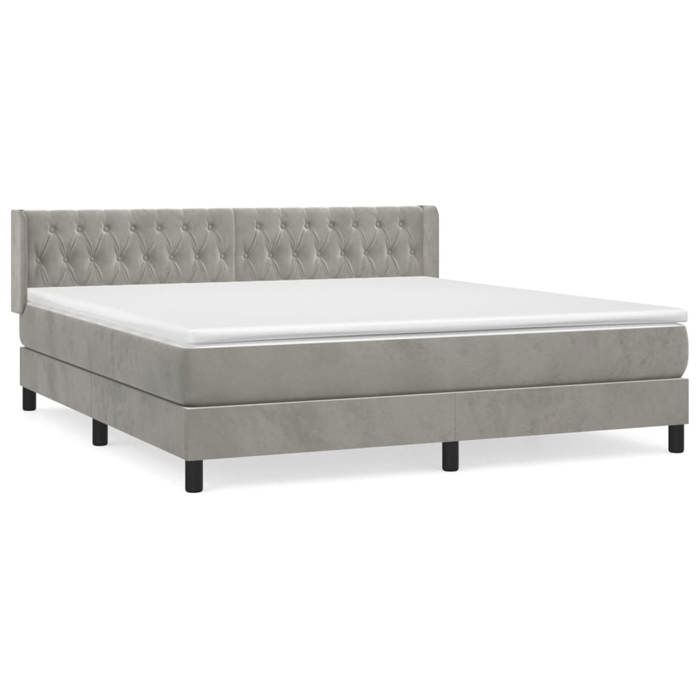 VidaXL Lit à sommier tapissier et matelas Gris clair 160x200cm Velours - Modèle 3131147