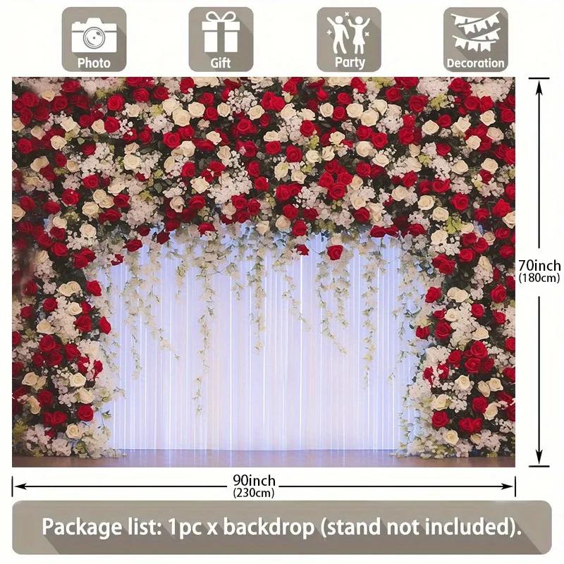 Elegant red and white rose party background: perfect for birthdays, anniversaries,bachelorette parties, etc-bracket not included