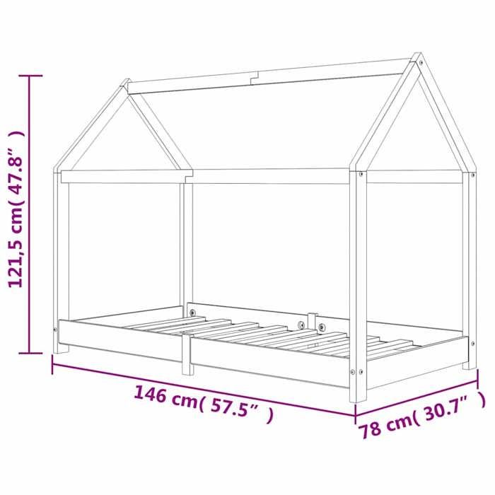 VidaXL Cadre de Lit d'enfant Lit Cabane d'enfant Structure de Lit pour Enfants Chambre d'enfant Maison Intérieur 70x140 cm 283346