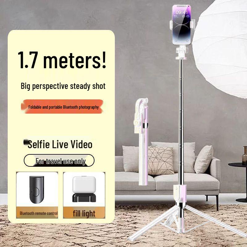 Bluetooth Selfie Stick Tripod with Beauty Fill Light & Remote Control for Live Streaming