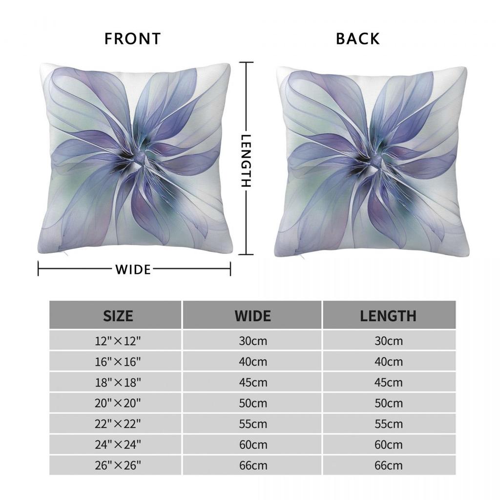 Periwinkle Blue Flower Square Pillowcase Polyester Linen Velvet Pattern Zip Decorative Pillow Case Bed Cushion Case