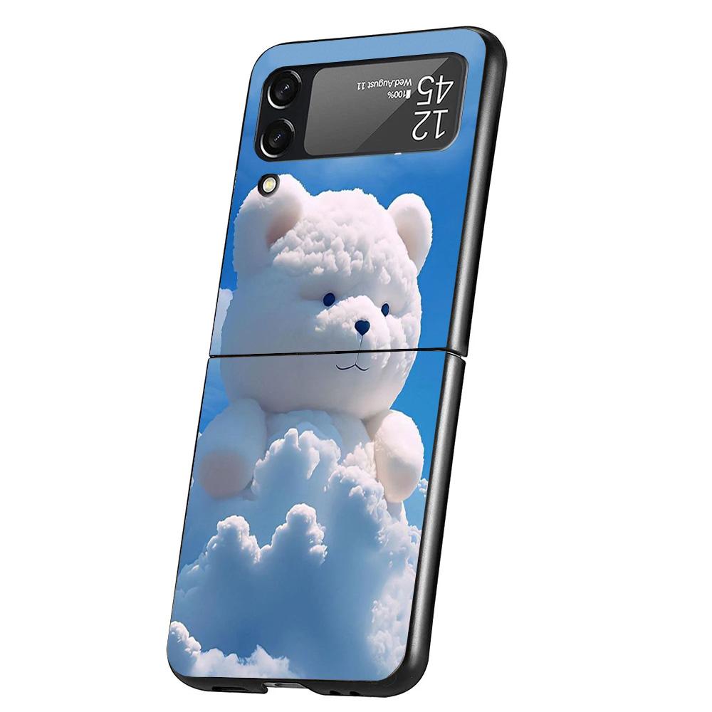 Sunny Clouds Teddy Bear Phone Case For Samsung Galaxy Z Flip 7 6 5 4 3 5G Cover ZFlip7 ZFlip6 ZFlip4 ZFlip5 ZFlip3 Coque Fundas