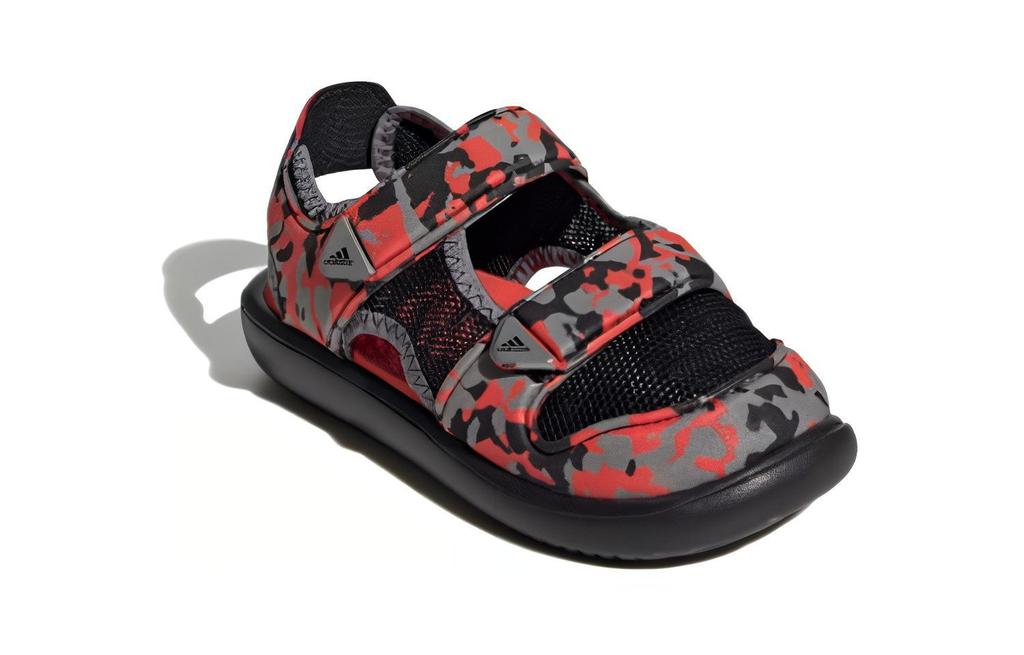 adidas Comfort Sandals Cushioning Abrasion Resistant Breathable Children's Sandals Gray Red Pre School IE0303