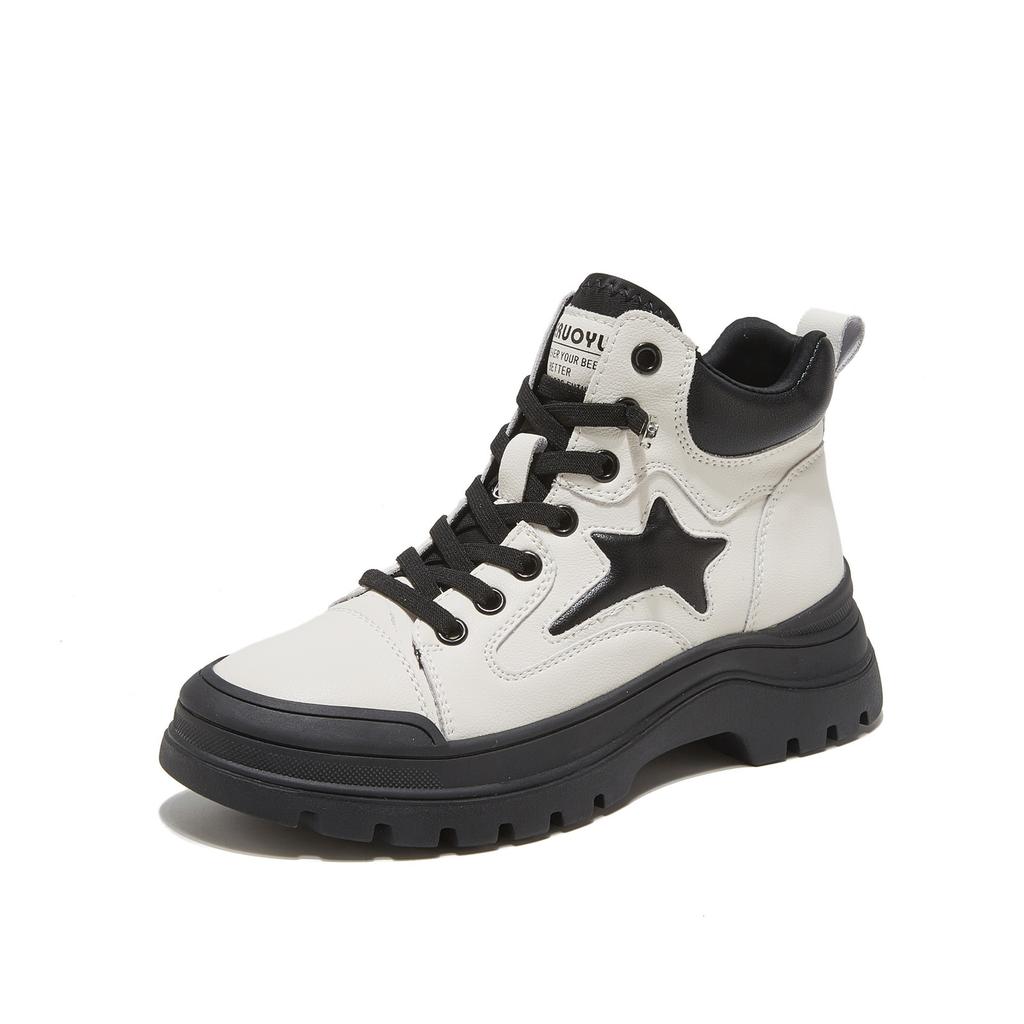 Martin Boots Women's Autumn and Winter New Star Models One-pedal Elastic Band High-top Casual Shoes Women's Short Boots