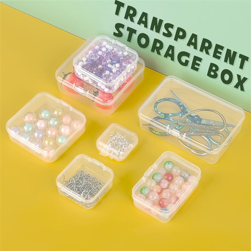 10Pcs PP Storage Box Mini Transparent Plastic Case Container Square Rectangle Packaging Box For Jewellry Beads Small Items