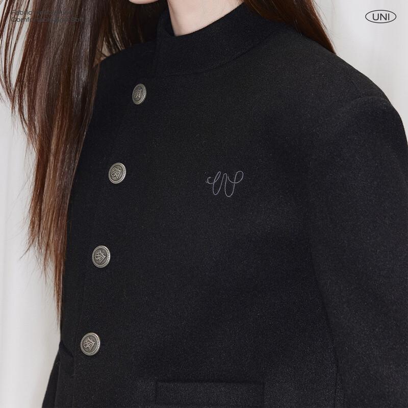 unifree Unisex Embroidered Stand-Collar Straight Fit Jacket